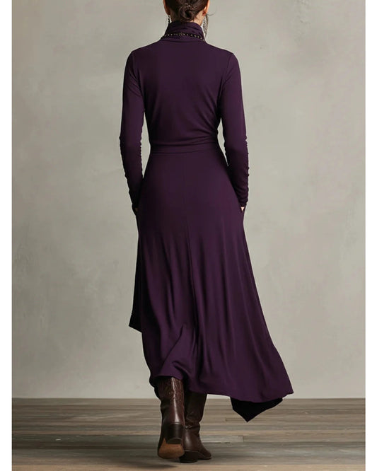 Lifestyle Vestido largo asimétrico de cuello alto