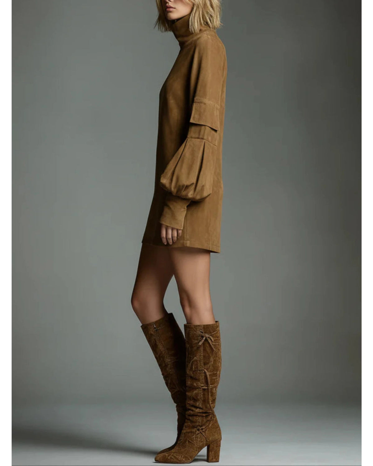 Lifestyle Minivestido oversize efecto ante con cuello alto