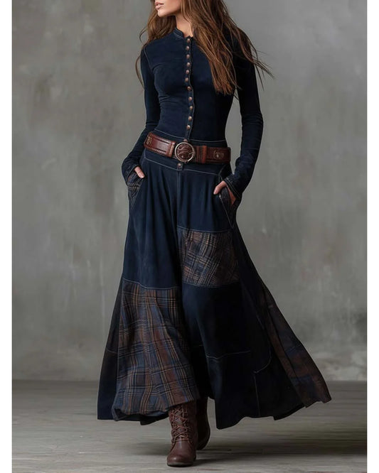 Lifestyle Vestido largo efecto ante con cinturón