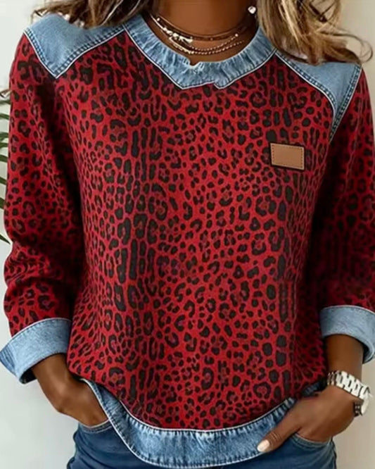 Lifestyle Jersey leopardo con cuello denim