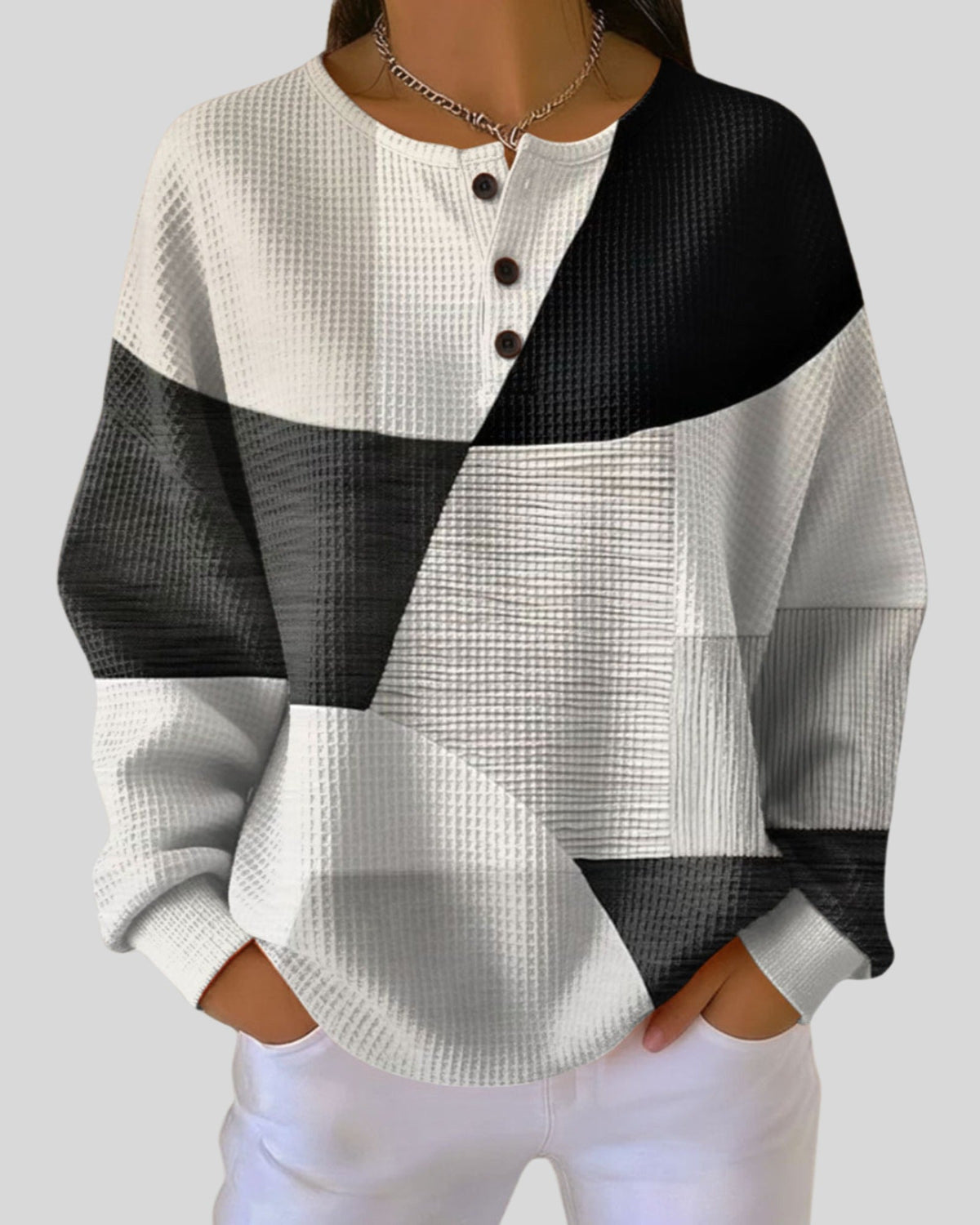 Lifestyle Sudadera henley de gofre