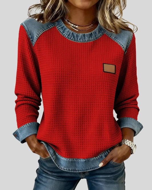 Lifestyle Sudadera patchwork de gofre