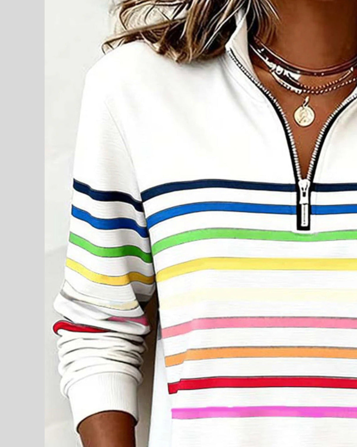 Lifestyle Sudadera quarter-zip de rayas
