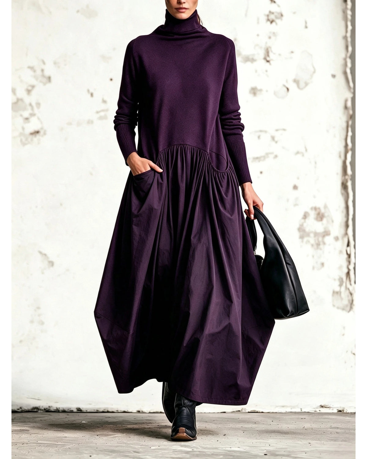 Lifestyle Vestido largo oversize con bolsillos