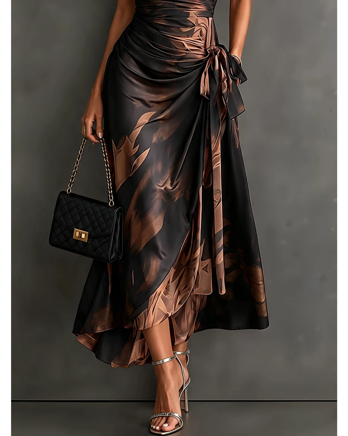 Lifestyle Vestido cruzado con estampado abstracto