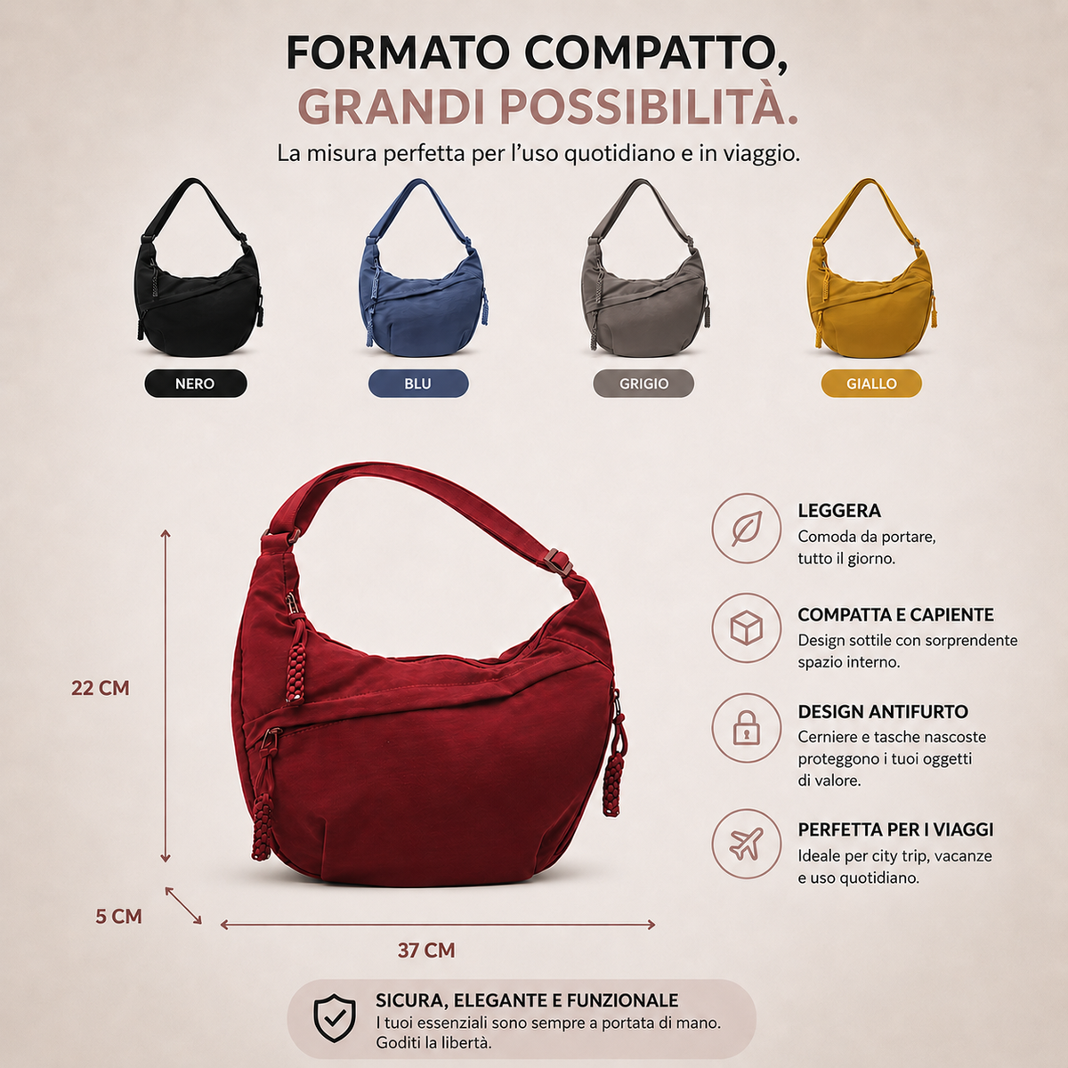 Valentina | Bolso de hombro azul
