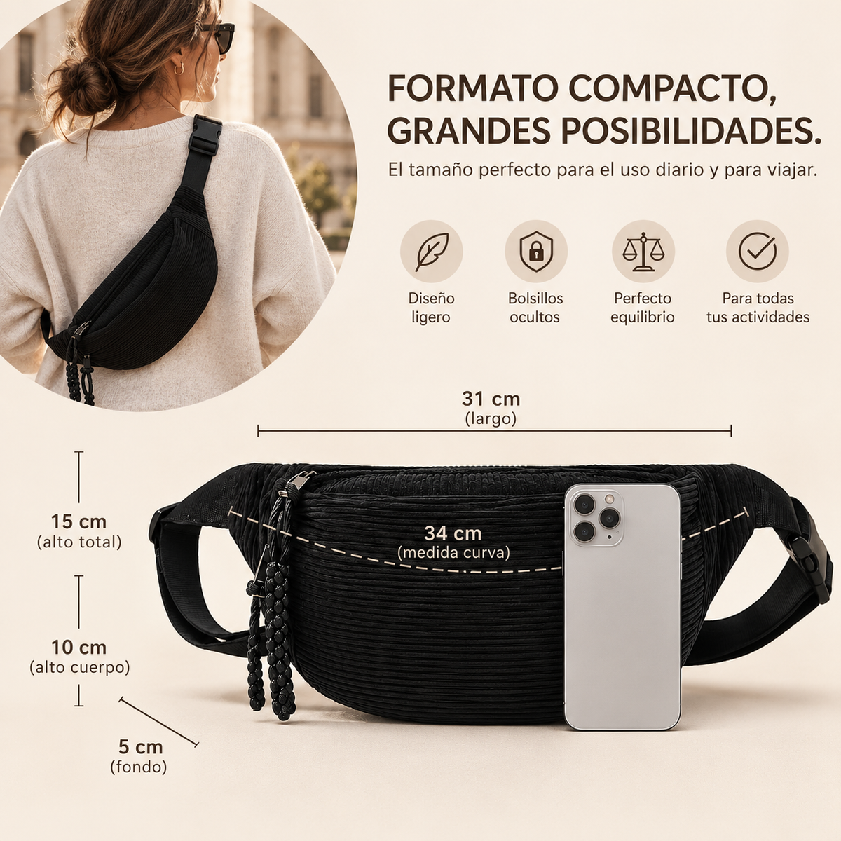 Martina | Bolso de hombro de pana
