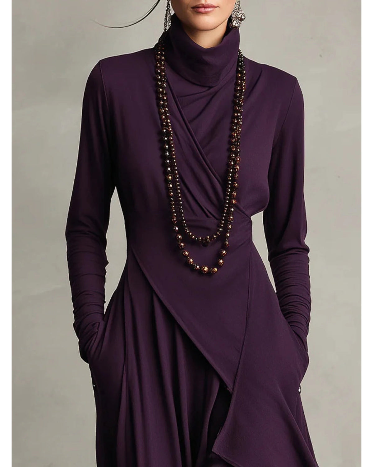Lifestyle Vestido largo asimétrico de cuello alto