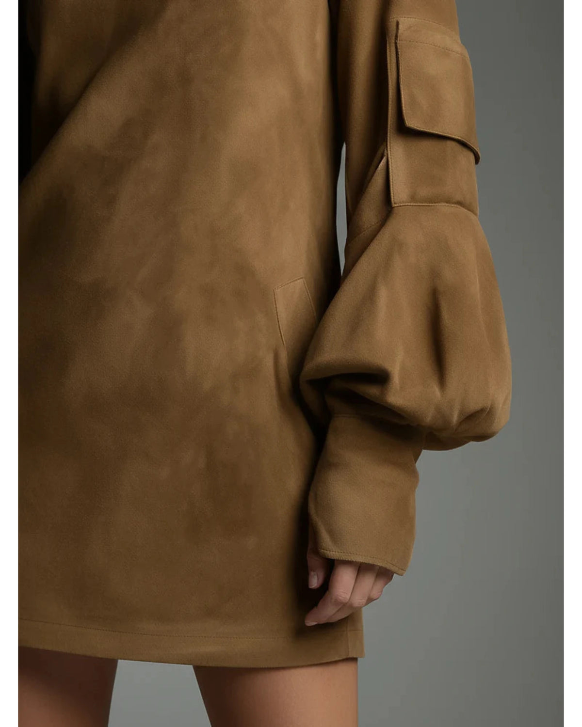 Lifestyle Minivestido oversize efecto ante con cuello alto