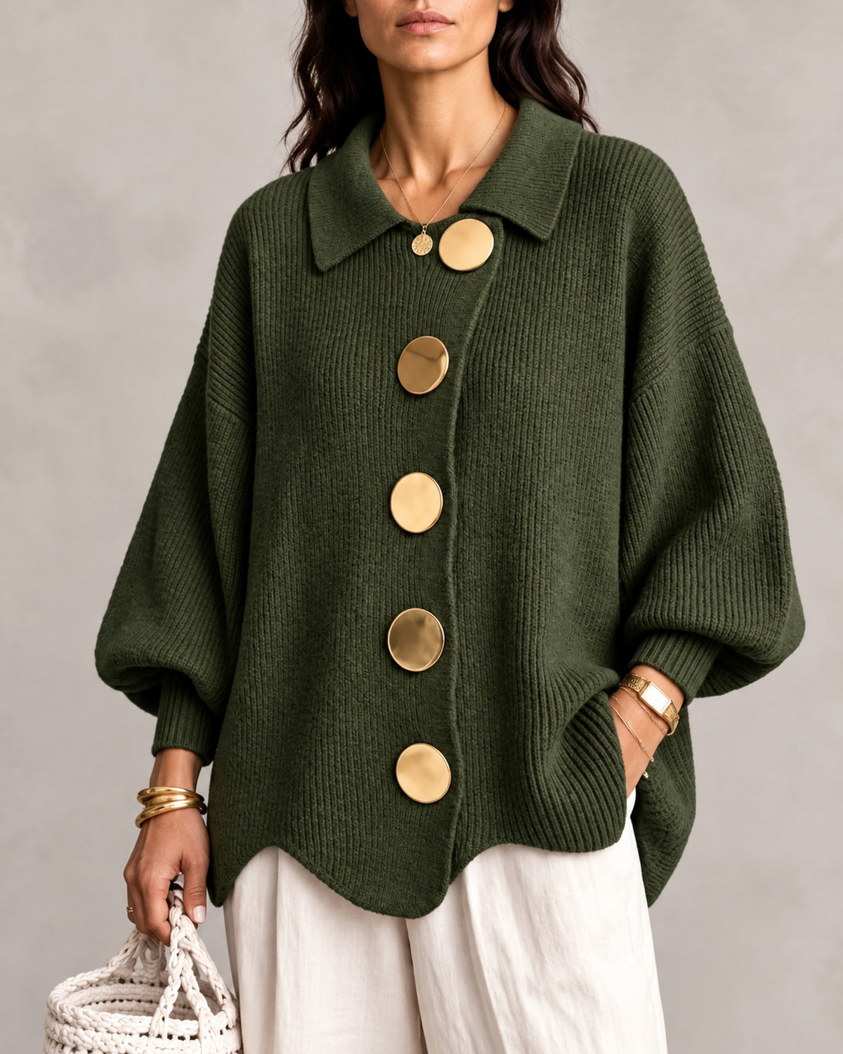 Lifestyle Cárdigan Coral verde oscuro