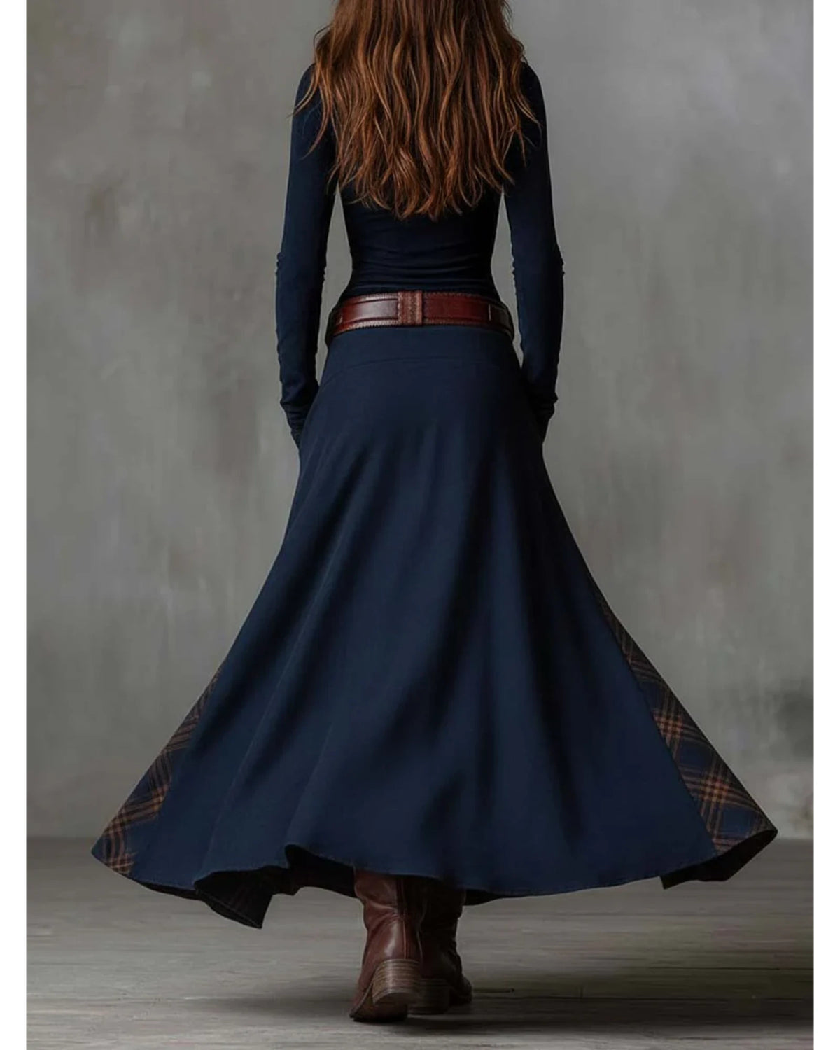 Lifestyle Vestido largo efecto ante con cinturón