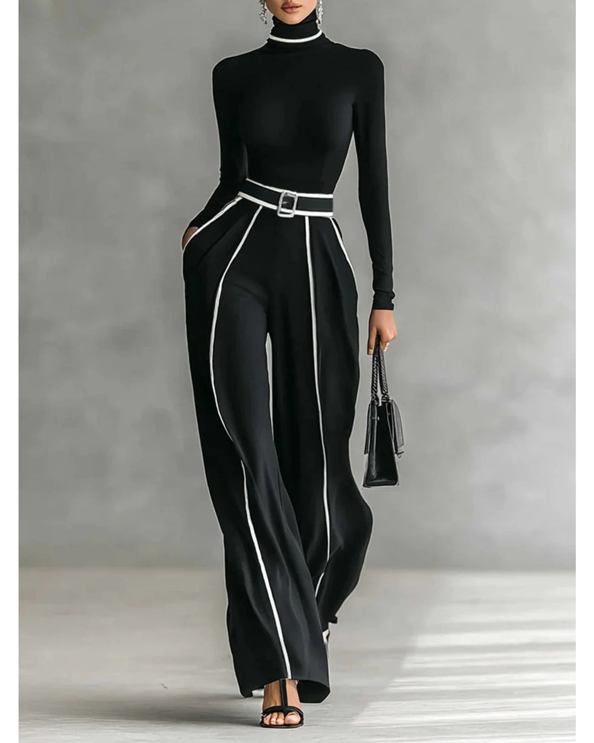 Lifestyle Conjunto de cuello alto y pantalón ancho
