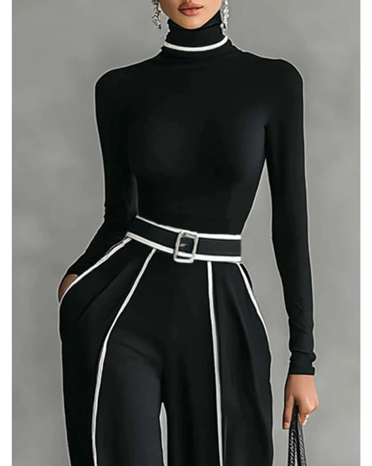 Lifestyle Conjunto de cuello alto y pantalón ancho