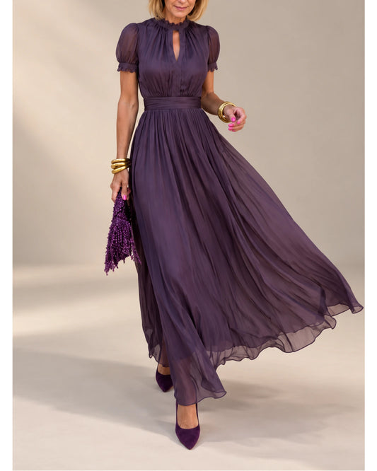 Lifestyle Vestido largo de gasa con cuello alto