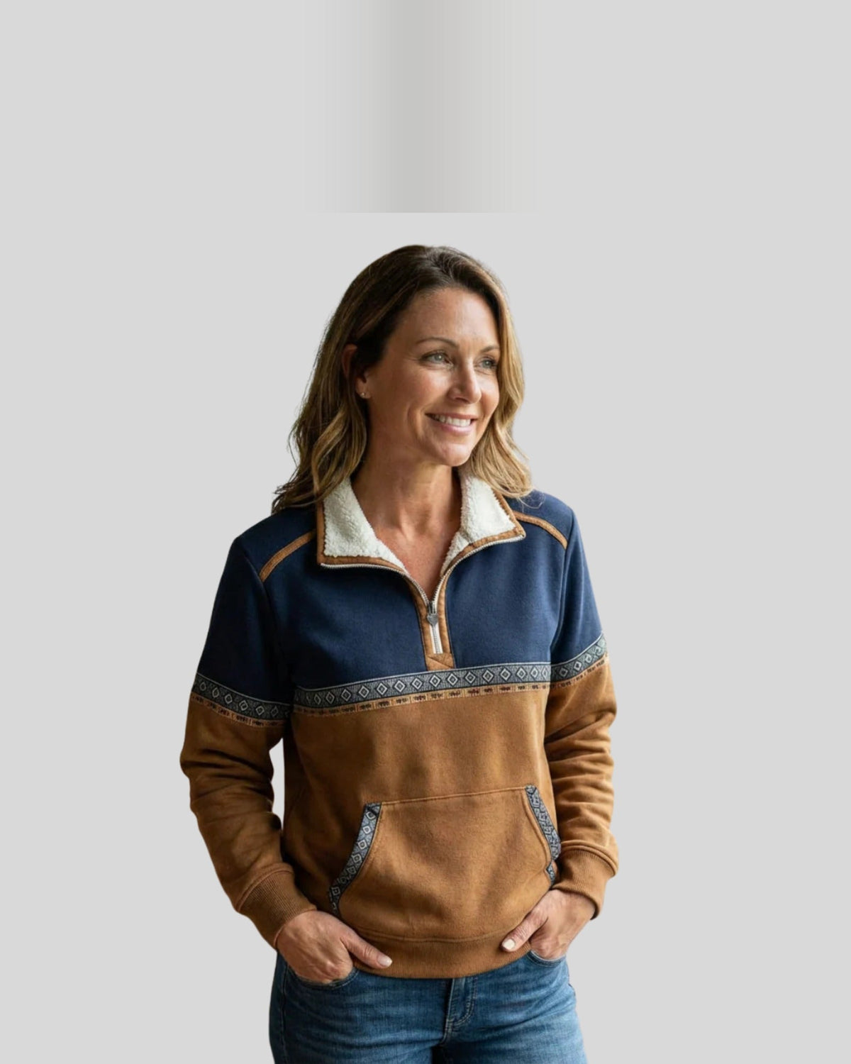 Lifestyle Jersey half-zip con cuello sherpa