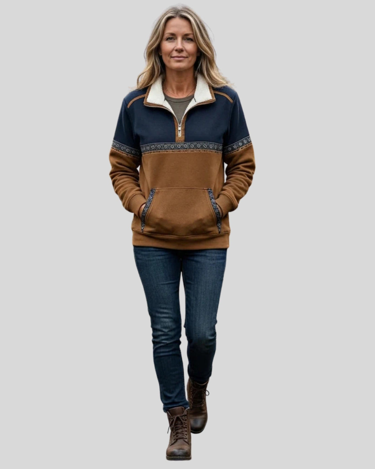 Lifestyle Jersey half-zip con cuello sherpa