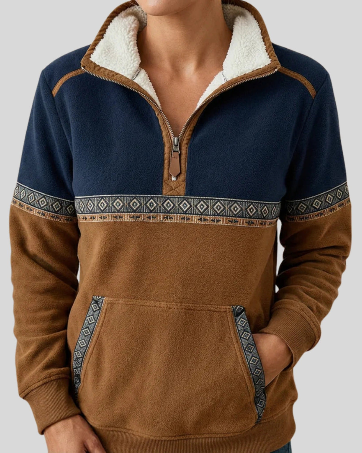 Lifestyle Jersey half-zip con cuello sherpa