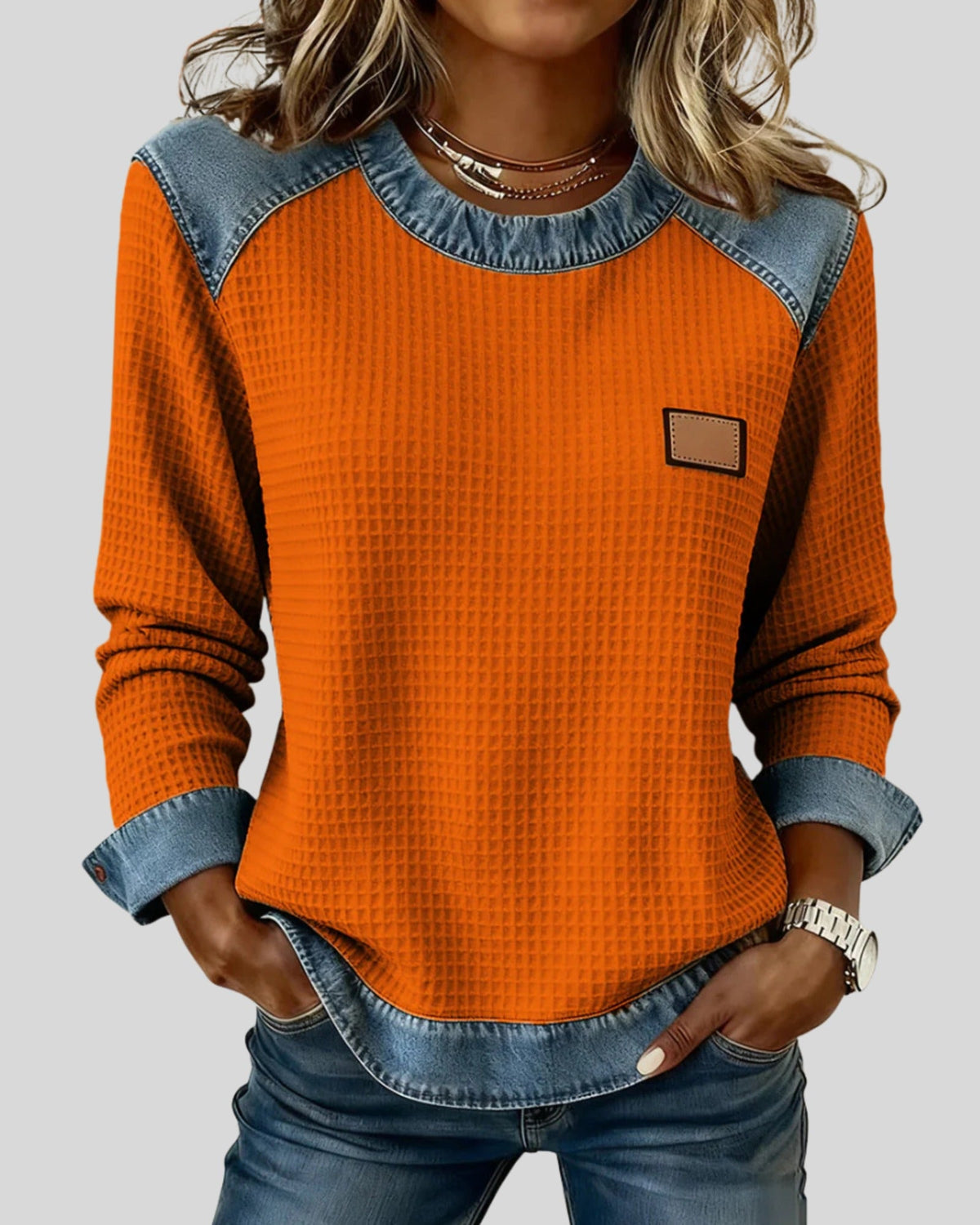 Lifestyle Sudadera patchwork de gofre