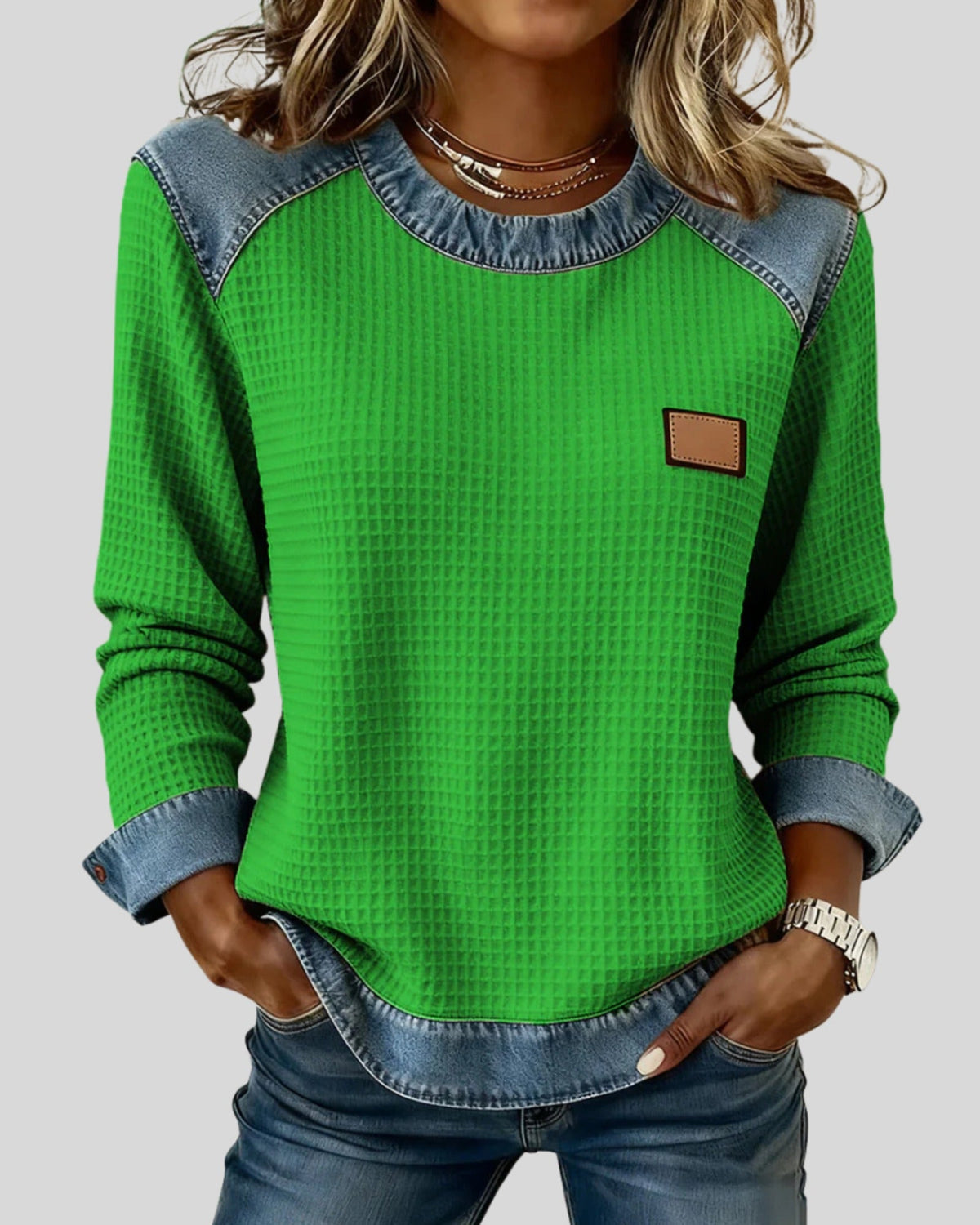 Lifestyle Sudadera patchwork de gofre