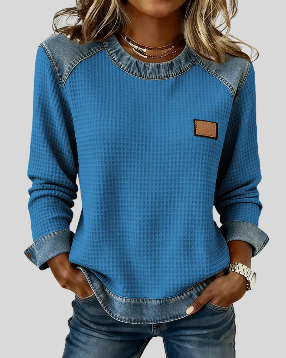 Lifestyle Sudadera patchwork de gofre