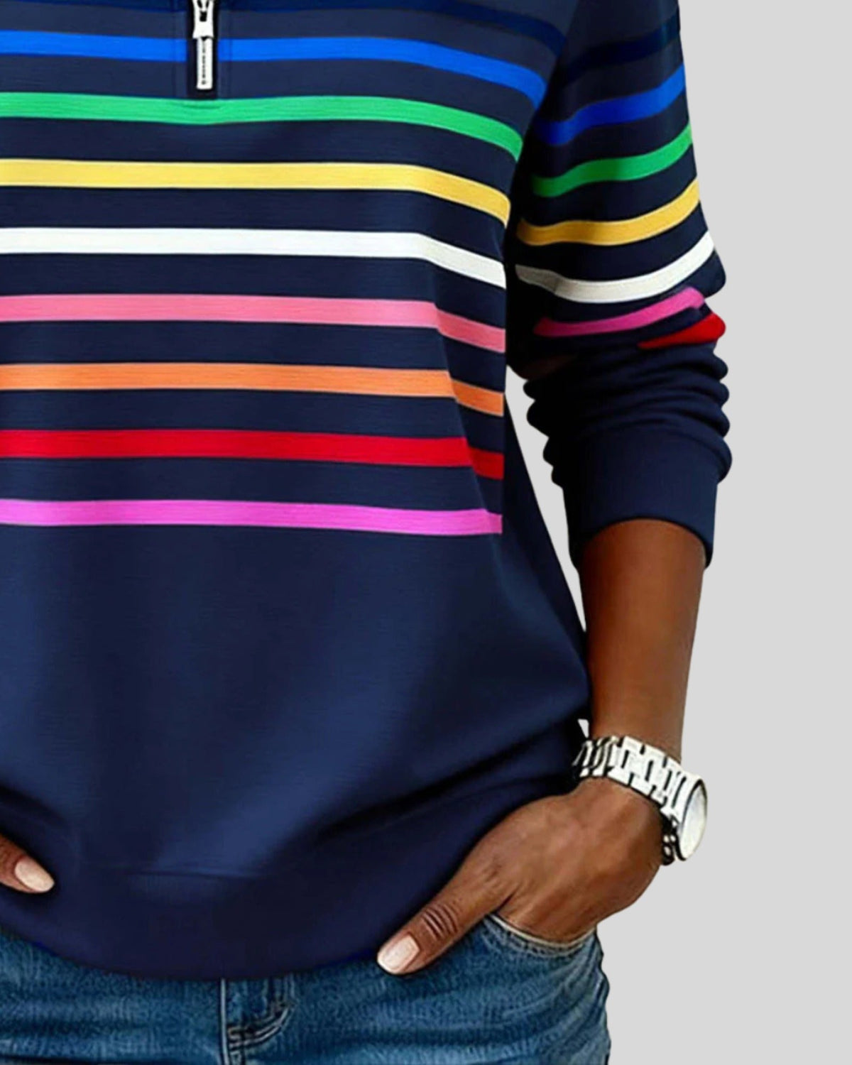 Lifestyle Sudadera quarter-zip de rayas