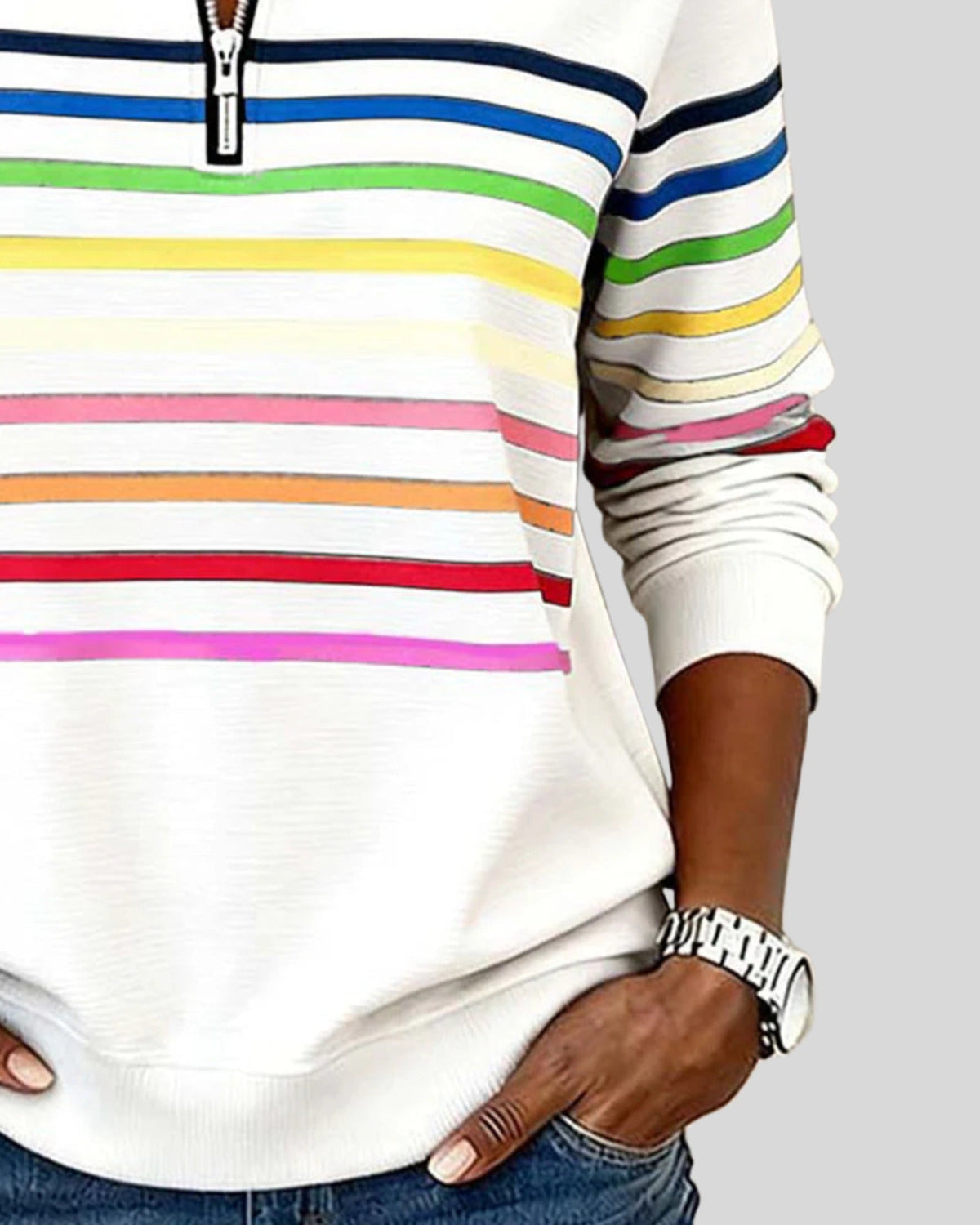 Lifestyle Sudadera quarter-zip de rayas