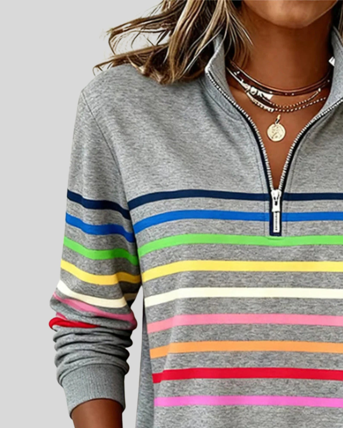 Lifestyle Sudadera quarter-zip de rayas