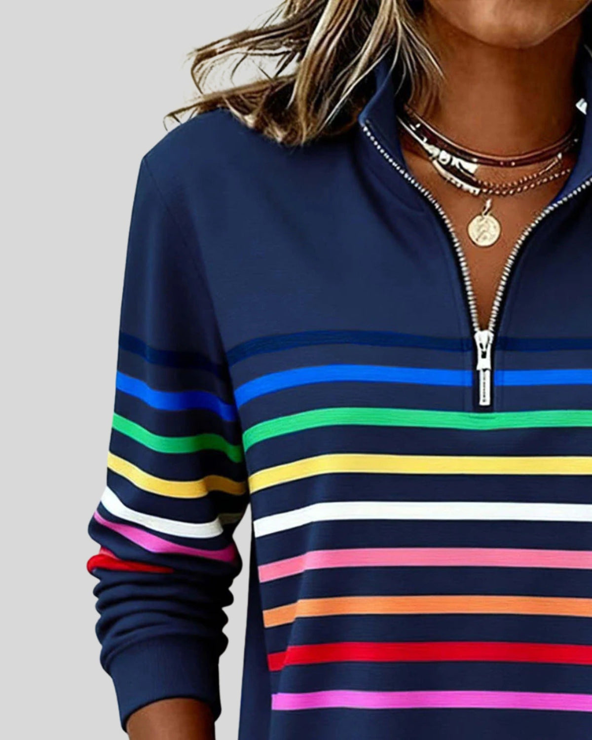Lifestyle Sudadera quarter-zip de rayas