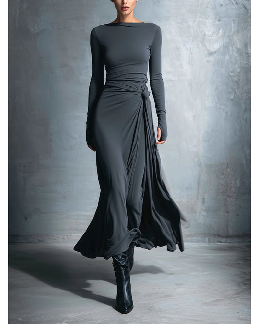 Lifestyle Vestido maxi cruzado con nudo