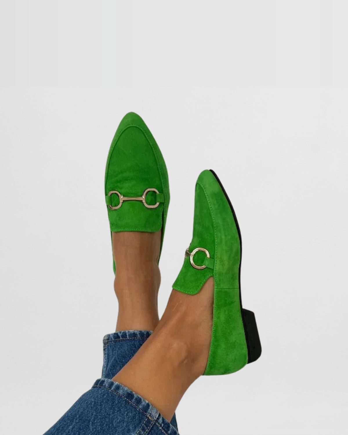 Calzado Mocasín violeta y verde