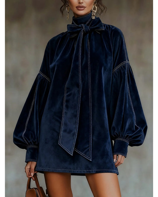 Lifestyle Minivestido de terciopelo con lazo