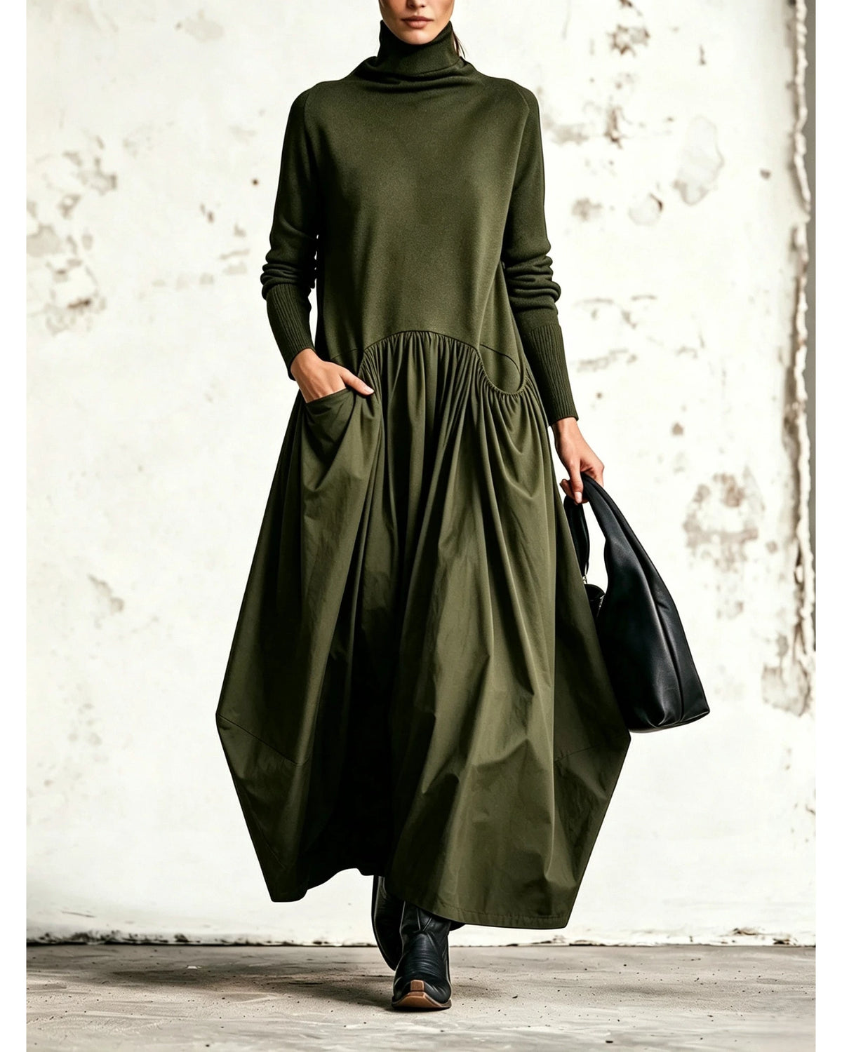 Lifestyle Vestido largo oversize con bolsillos
