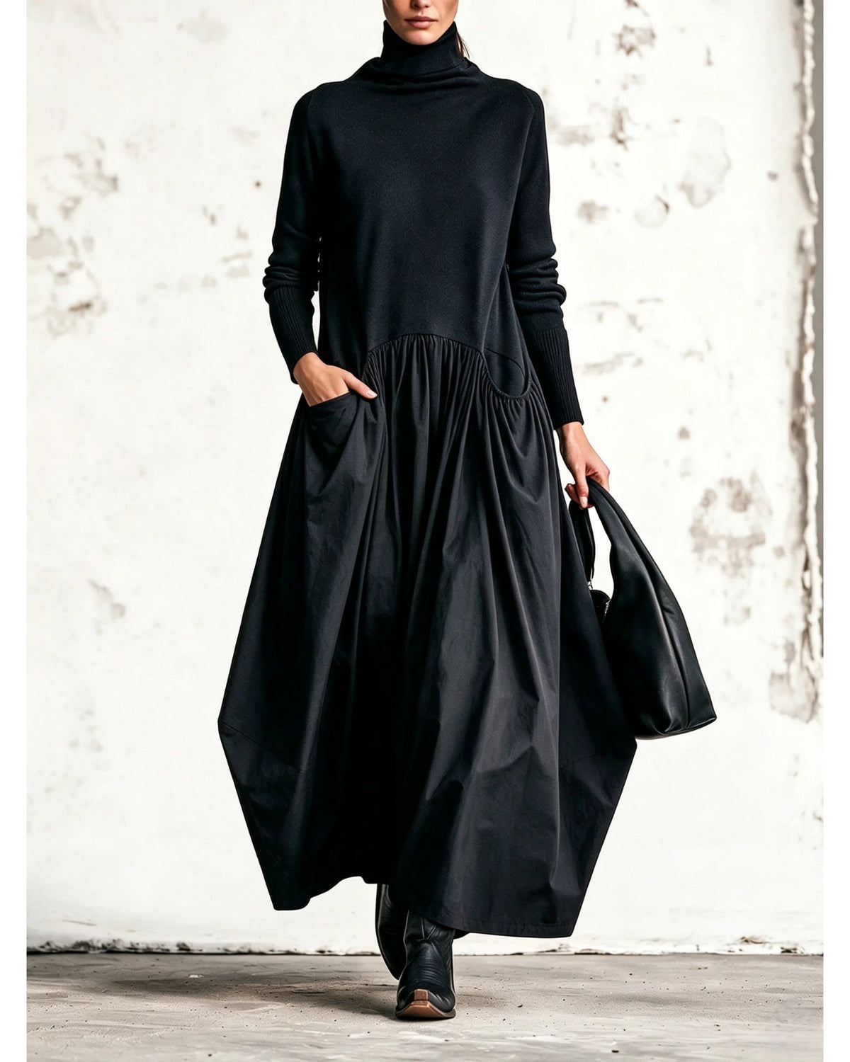 Lifestyle Vestido largo oversize con bolsillos
