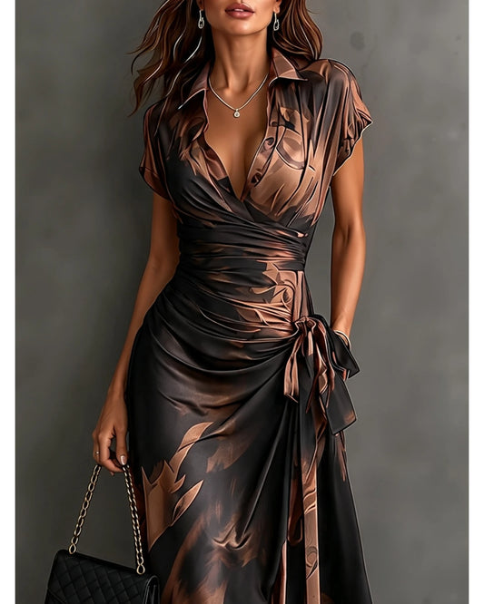 Lifestyle Vestido cruzado con estampado abstracto